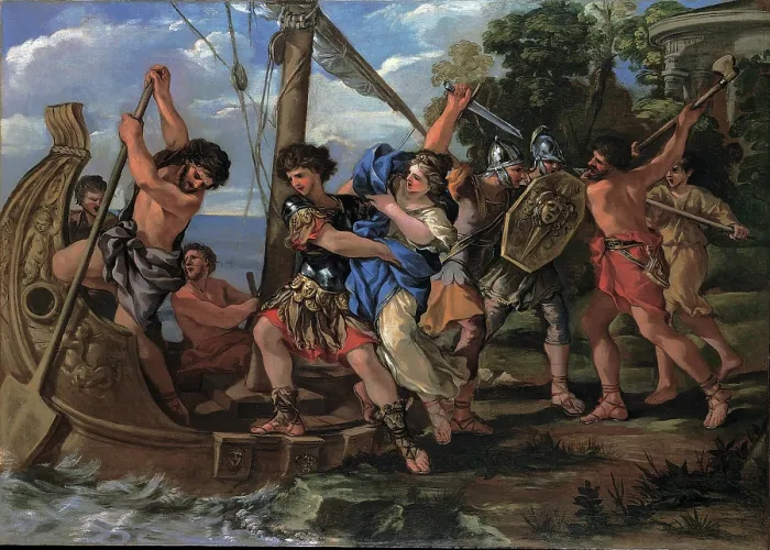 Framed Print : The Rape of Helen, 1630-1632. Creator: Romanelli, Giovanni Francesco (1610-1662) Framed Print : The Rape of Helen, 1630-1632. Creator: Romanelli, Giovanni Francesco (1610-1662)