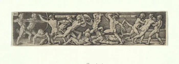 Framed Print : The Rape of Helena, c.1530. Creator: Beham, Hans Sebald (1500-1550) Framed Print : The Rape of Helena, c.1530. Creator: Beham, Hans Sebald (1500-1550)