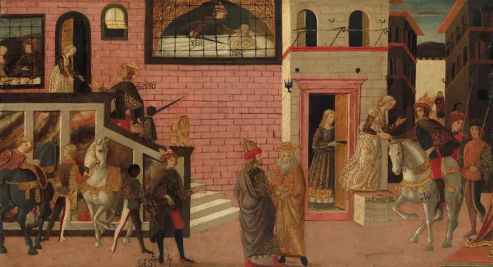 Framed Print : The Rape of Lucretia, late 15th-early 16th century. Creator: Master of Marradi Framed Print : The Rape of Lucretia, late 15th-early 16th century. Creator: Master of Marradi
