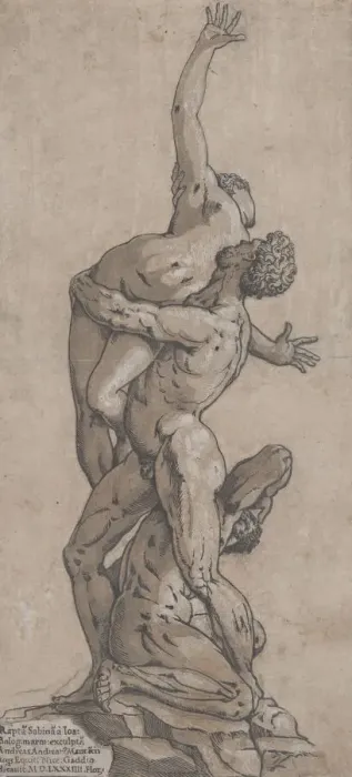 Framed Print : Rape of a Sabine Woman, 1584. Creator: Andrea Andreani Framed Print : Rape of a Sabine Woman, 1584. Creator: Andrea Andreani