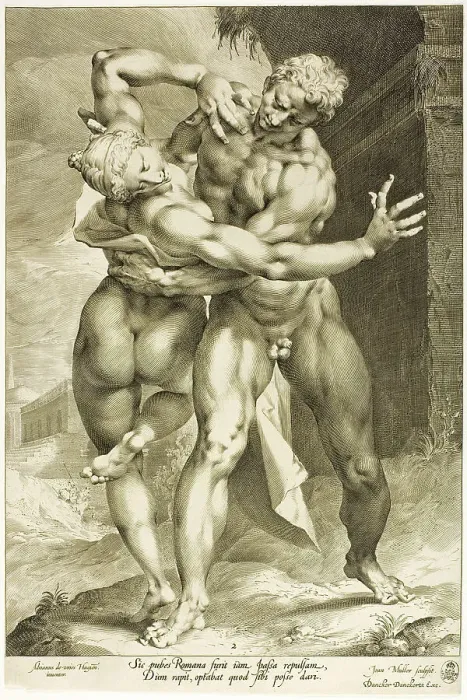 Framed Print : The Rape of a Sabine Woman, Frontal View, c.1598. Creator: Jan Muller Framed Print : The Rape of a Sabine Woman, Frontal View, c.1598. Creator: Jan Muller
