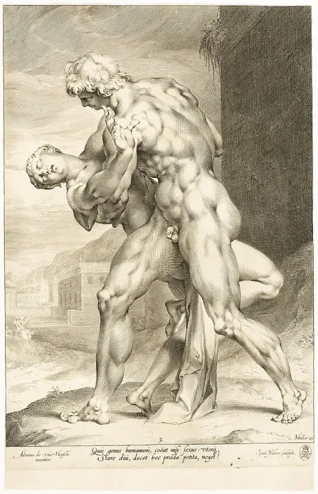 Framed Print : The Rape of a Sabine Woman, Lateral View, c.1598. Creator: Jan Muller Framed Print : The Rape of a Sabine Woman, Lateral View, c.1598. Creator: Jan Muller