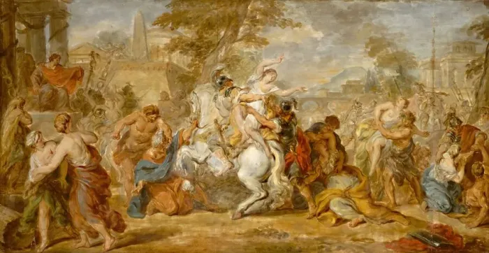 Framed Print : The Rape of the Sabine Women, c. 1770. Creator: Unknown Framed Print : The Rape of the Sabine Women, c. 1770. Creator: Unknown