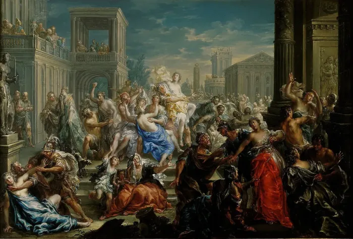 Framed Print : The Rape of the Sabine Women, First half of the 18th cent.. Creator: Platzer; Johann Georg (1704-1761) Framed Print : The Rape of the Sabine Women, First half of the 18th cent.. Creator: Platzer; Johann Georg (1704-1761)
