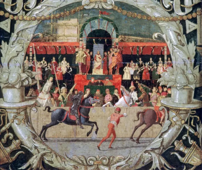 Framed Print : The Rape of the Sabines (before the signal), c1490. Artist: Domenico Morone Framed Print : The Rape of the Sabines (before the signal), c1490. Artist: Domenico Morone