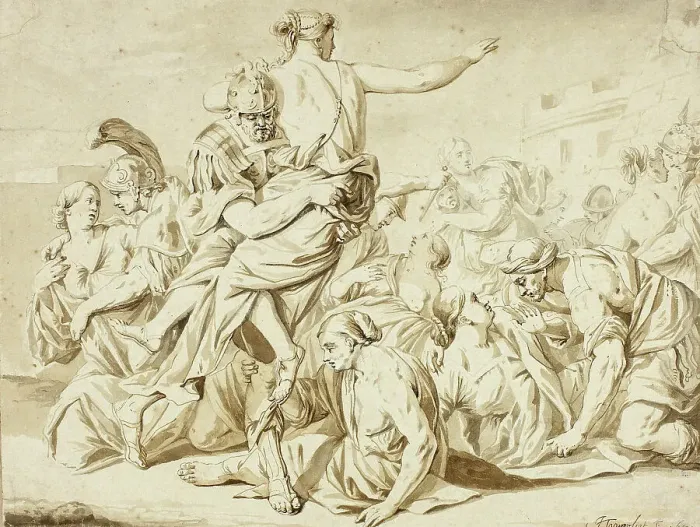 Framed Print : Rape of the Sabines, c.1681. Creator: Jacob Toorenvliet Framed Print : Rape of the Sabines, c.1681. Creator: Jacob Toorenvliet