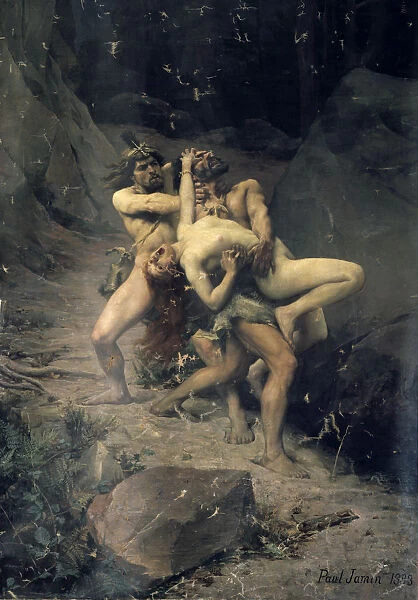A Rape in the Stone Age, 1888. Artist: Paul Joseph Jamin