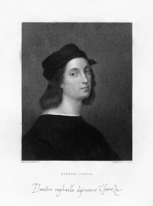 Framed Print : Raphael, Florentine master painter, (1834). Artist: W Holl Framed Print : Raphael, Florentine master painter, (1834). Artist: W Holl