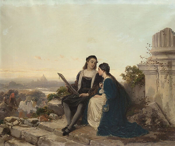 Raphael and Fornarina, 1869. Creator: Induno, Gerolamo (1825-1890)