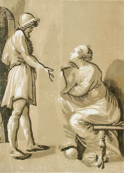 Framed Print : Raphael and His Mistress, Mid-16th century. Creator: Ugo da Carpi Framed Print : Raphael and His Mistress, Mid-16th century. Creator: Ugo da Carpi