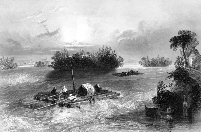 Framed Print : Rapids on the approach to the village of Cedars, Canada, 1842. Artist: JC Bentley Framed Print : Rapids on the approach to the village of Cedars, Canada, 1842. Artist: JC Bentley