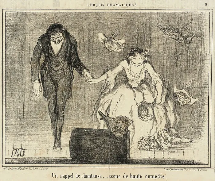 Framed Print : Un rappel de chanteuse... 1857. Creator: Honore Daumier Framed Print : Un rappel de chanteuse... 1857. Creator: Honore Daumier