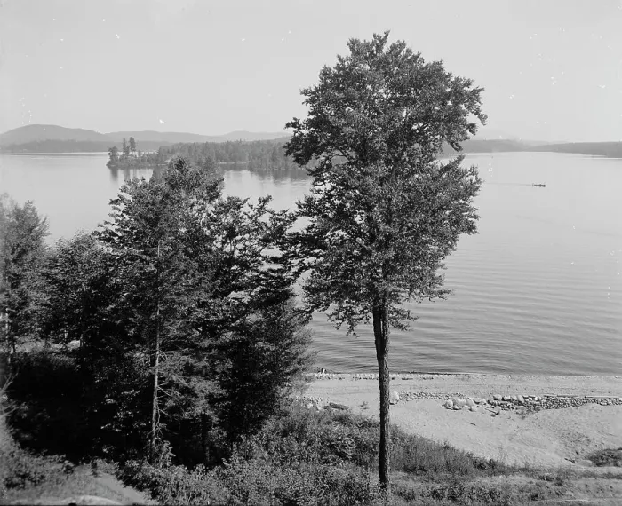 Framed Print : Raquette Lake from the Antlers, Adirondack Mountains, between 1900 and 1906. Creator: Unknown Framed Print : Raquette Lake from the Antlers, Adirondack Mountains, between 1900 and 1906. Creator: Unknown