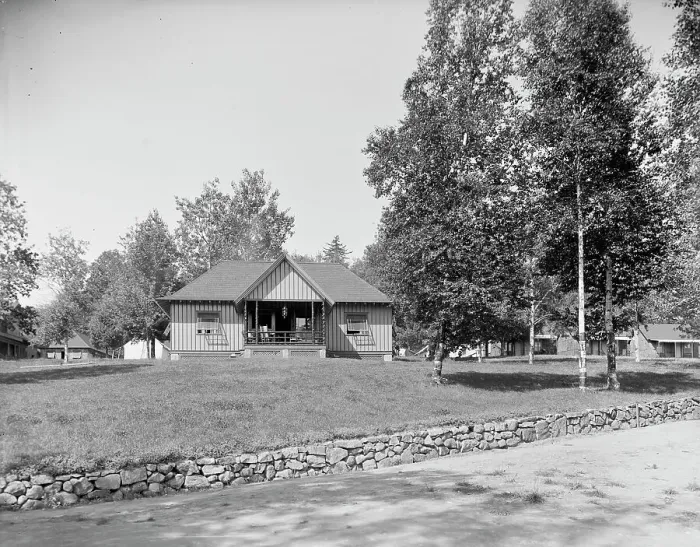 Framed Print : Raquette Lake, cottage at the Antlers (Spruces), Adirondack Mts. N.Y. between 1900 and 1905. Creator: Unknown Framed Print : Raquette Lake, cottage at the Antlers (Spruces), Adirondack Mts. N.Y. between 1900 and 1905. Creator: Unknown