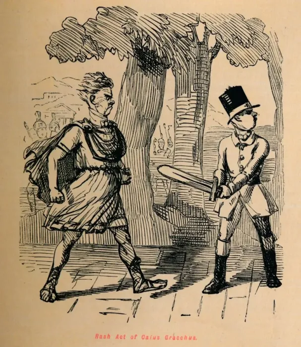 Framed Print : Rash Act of Gaius Gracchus, 1852. Artist: John Leech Framed Print : Rash Act of Gaius Gracchus, 1852. Artist: John Leech