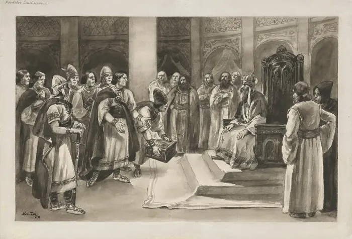 Framed Print : Rastislav's message in Constantinople, 1934. Creator: Andrej Kovacik. Rastislav's message in Constantinople, 1934. Creator: Andrej Kovacik