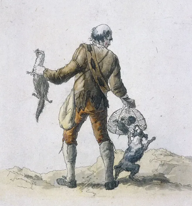 Framed Print : A rat catcher, Provincial Characters, 1804. Artist: William Henry Pyne Framed Print : A rat catcher, Provincial Characters, 1804. Artist: William Henry Pyne