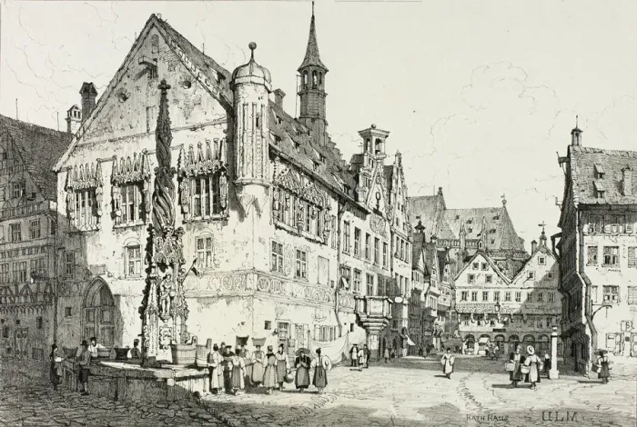 Framed Print : Rath Haus, Ulm, 1833. Creator: Samuel Prout Framed Print : Rath Haus, Ulm, 1833. Creator: Samuel Prout
