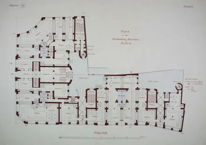 Framed Print : Rathskeller Neubau, Halle (Saale), Saxony-Anhalt, Germany, Ground Floor Plan, c. 1887 Framed Print : Rathskeller Neubau, Halle (Saale), Saxony-Anhalt, Germany, Ground Floor Plan, c. 1887