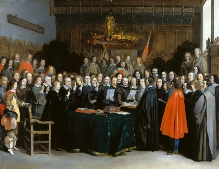 Framed Print : The Ratification of the Treaty of Munster, 1648. Artist: Ter Borch, Gerard, the Younger (1617-1681) Framed Print : The Ratification of the Treaty of Munster, 1648. Artist: Ter Borch, Gerard, the Younger (1617-1681)