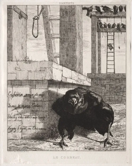Framed Print : The Raven, 1854. Creator: Felix Bracquemond (French, 1833-1914) Framed Print : The Raven, 1854. Creator: Felix Bracquemond (French, 1833-1914)