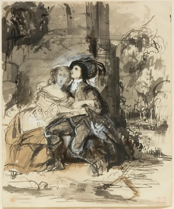 Framed Print : Ravenswood and Lucy at the Mermaiden's Fountain, c1829. Creator: Eugene Delacroix. Ravenswood and Lucy at the Mermaiden's Fountain, c1829. Creator: Eugene Delacroix Framed Print : Ravenswood and Lucy at the Mermaiden's Fountain, c1829. Creator: Eugene Delacroix. Ravenswood and Lucy at the Mermaiden's Fountain, c1829. Creator: Eugene Delacroix