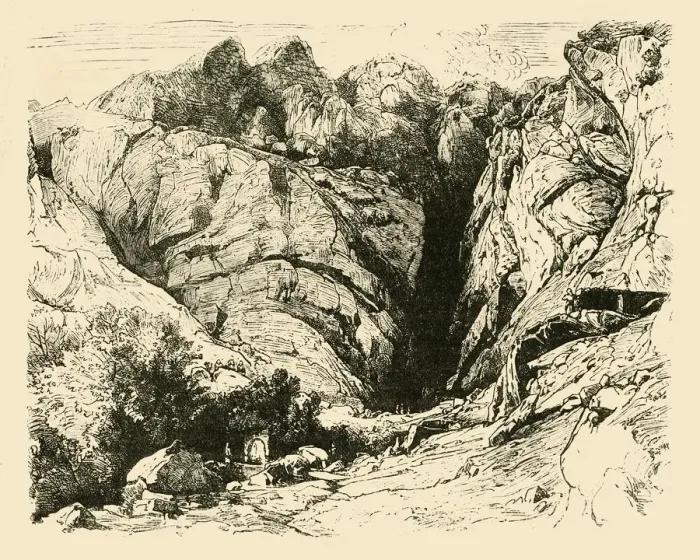 Framed Print : The Ravine at Delphi (Scene of the Repulse of the Gauls. ), 1890. Creator: Unknown Framed Print : The Ravine at Delphi (Scene of the Repulse of the Gauls. ), 1890. Creator: Unknown