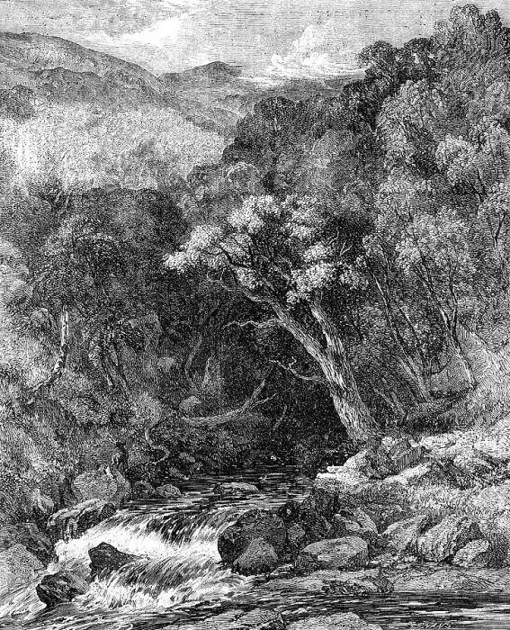 Framed Print : Ravine in Glen Tilt - painted by W. Bennett - from the Exhibition of the New Society of Painters i Creator: Edmund Evans. Ravine in Glen Tilt - painted by W Framed Print : Ravine in Glen Tilt - painted by W. Bennett - from the Exhibition of the New Society of Painters i Creator: Edmund Evans. Ravine in Glen Tilt - painted by W