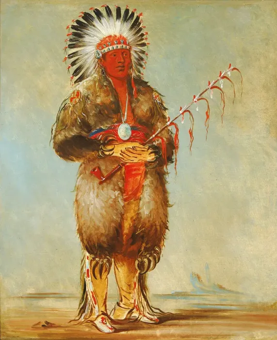 Framed Print : Raw-no-way-woh-krah, Loose Pipestem, a Brave, 1832. Creator: George Catlin Framed Print : Raw-no-way-woh-krah, Loose Pipestem, a Brave, 1832. Creator: George Catlin