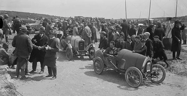 Raymond Mays Bugatti Brescia and JS Chances Enfield Allday, Porthcawl Speed Trials, Wales, 1922