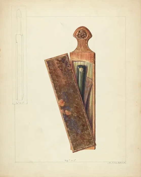 Framed Print : Razor Box and Razor, c. 1937. Creator: Alfred Walbeck Framed Print : Razor Box and Razor, c. 1937. Creator: Alfred Walbeck