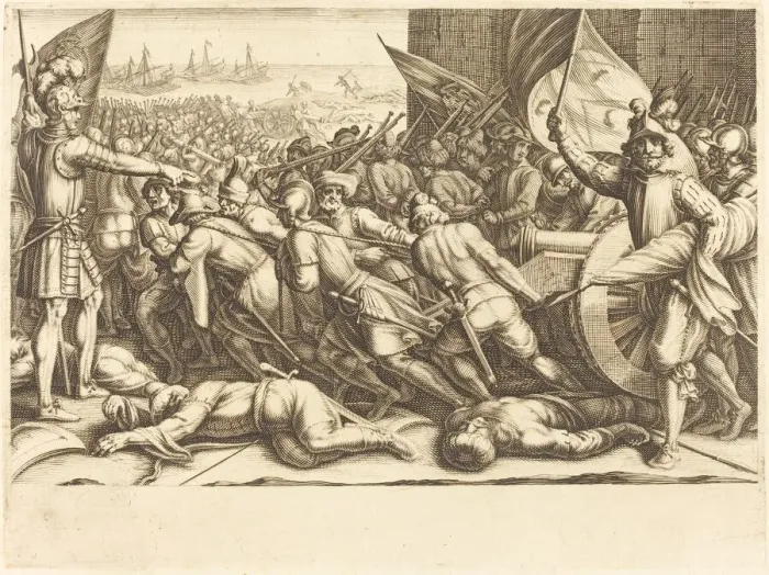 Framed Print : The Re-embarkation of the Turks, c. 1614. Creator: Jacques Callot Framed Print : The Re-embarkation of the Turks, c. 1614. Creator: Jacques Callot