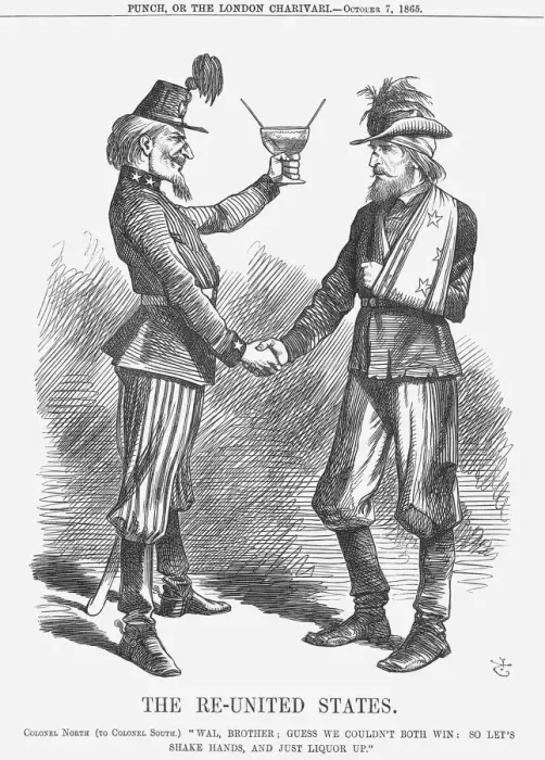 Framed Print : The Re-United States, 1865. Artist: John Tenniel Framed Print : The Re-United States, 1865. Artist: John Tenniel