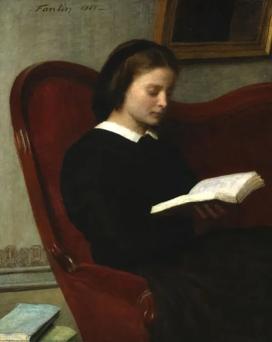 Framed Print : The Reader, 1861. Artist: Henri Fantin-Latour Framed Print : The Reader, 1861. Artist: Henri Fantin-Latour