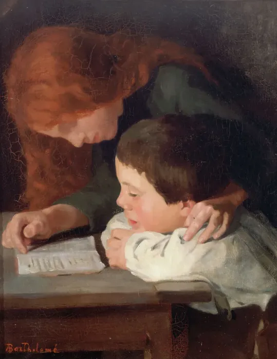 Framed Print : Reading, between 1880 and 1885. Creator: Albert Bartholomé Framed Print : Reading, between 1880 and 1885. Creator: Albert Bartholomé