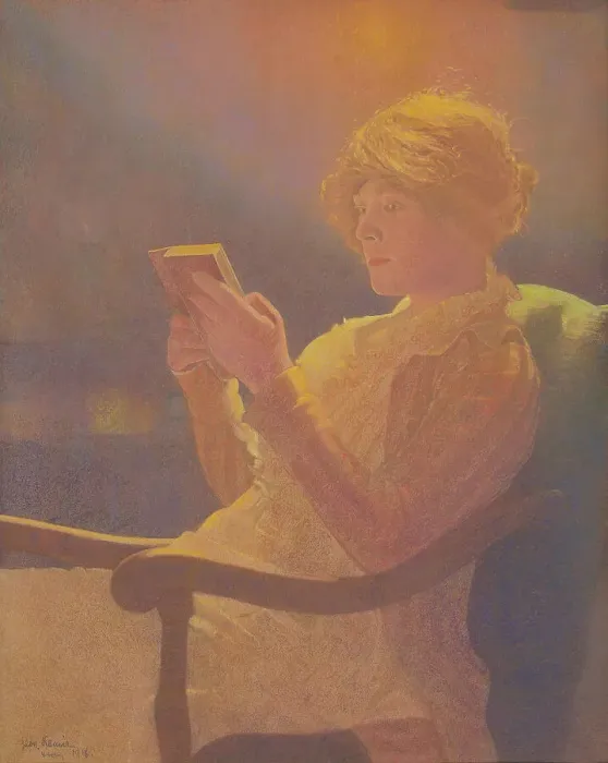 Framed Print : Reading, 1918. Creator: Kaufmann (Kamir-Kaufman), Leon (1872-1933) Framed Print : Reading, 1918. Creator: Kaufmann (Kamir-Kaufman), Leon (1872-1933)