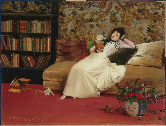 Framed Print : Reading, c1890. Creator: Georges Croegaert Framed Print : Reading, c1890. Creator: Georges Croegaert