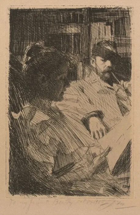 Framed Print : Reading (La Lecture), 1893. Creator: Anders Leonard Zorn Framed Print : Reading (La Lecture), 1893. Creator: Anders Leonard Zorn
