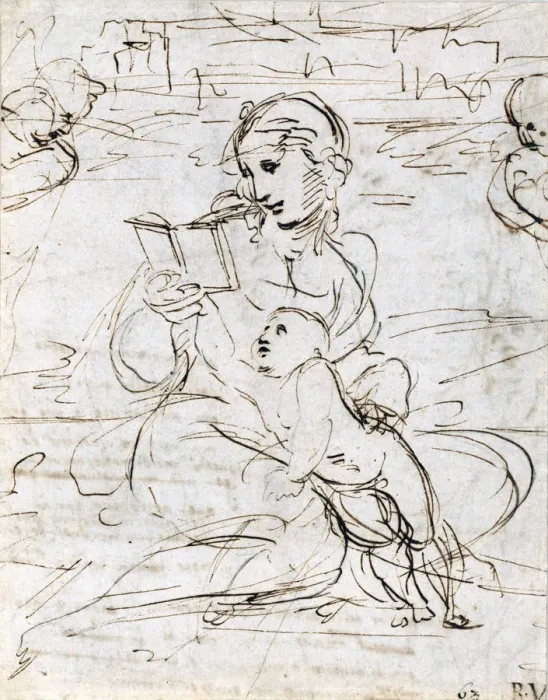 Framed Print : Reading Madonna and Child in a Landscape betweem two Cherub Heads, 1509. Artist: Raphael (1483-1520)