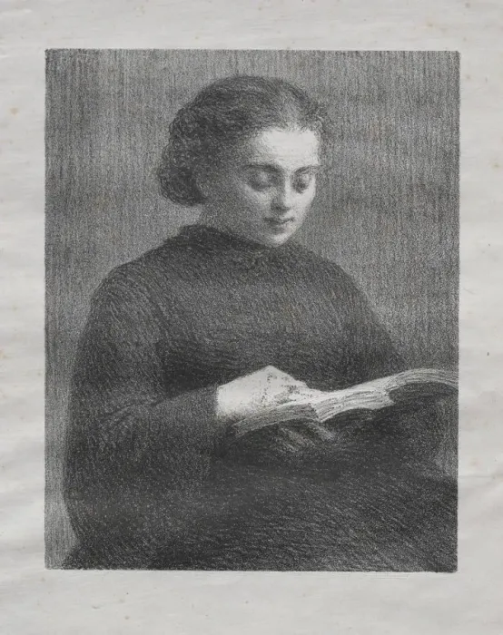 Framed Print : Reading: Portrait of the Artists Sister, 1897. Creator: Henri Fantin-Latour (French, 1836-1904)