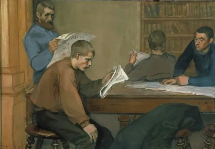 Framed Print : Reading Room, 1899. Creator: Magnus Enckell Framed Print : Reading Room, 1899. Creator: Magnus Enckell