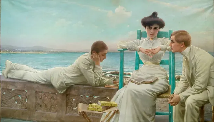 Framed Print : Reading by the sea (Lettura sul mare), 1910. Creator: Corcos; Vittorio Matteo (1859-1933) Framed Print : Reading by the sea (Lettura sul mare), 1910. Creator: Corcos; Vittorio Matteo (1859-1933)