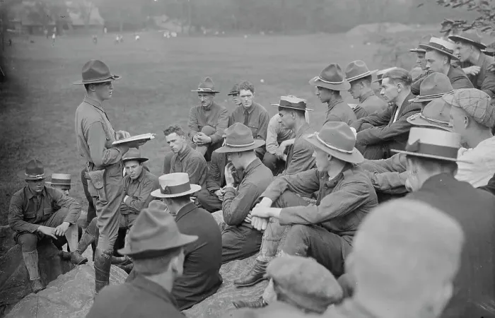 Framed Print : Reading war laws to 12th Regiment, 20 Jul 1917. Creator: Bain News Service Framed Print : Reading war laws to 12th Regiment, 20 Jul 1917. Creator: Bain News Service