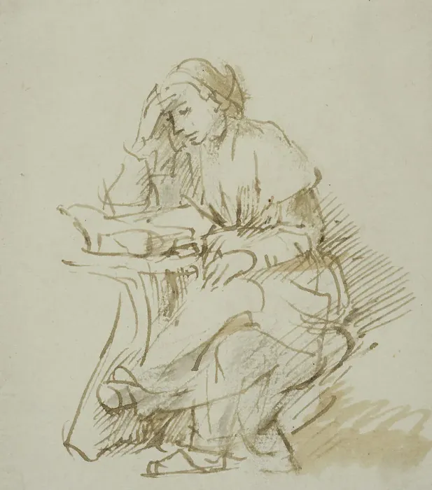 Framed Print : Reading young woman. Creator: Rembrandt Harmensz van Rijn Framed Print : Reading young woman. Creator: Rembrandt Harmensz van Rijn