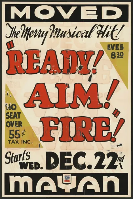 Framed Print : Ready! Aim! Fire!, Los Angeles, [193-]. Creator: Unknown