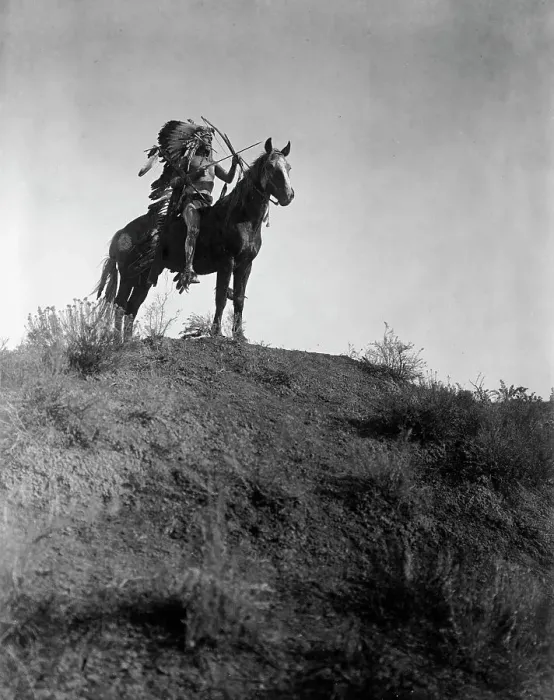 Framed Print : Ready for the charge-Apsaroke, c1908. Creator: Edward Sheriff Curtis Framed Print : Ready for the charge-Apsaroke, c1908. Creator: Edward Sheriff Curtis