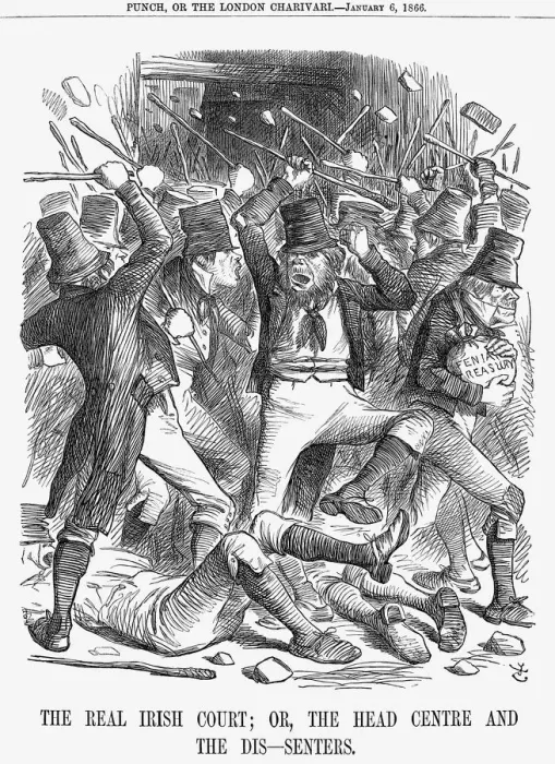 Framed Print : The Real Irish Court; Or, The Head Centre And The Dis-Senters, 1866. Artist: John Tenniel Framed Print : The Real Irish Court; Or, The Head Centre And The Dis-Senters, 1866. Artist: John Tenniel