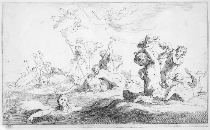 Framed Print : The Realm of Neptune, from Drawing Book, 1650-56. Creator: Frederick Bloemaert Framed Print : The Realm of Neptune, from Drawing Book, 1650-56. Creator: Frederick Bloemaert