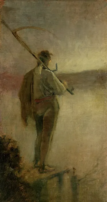 Framed Print : Reaper by River, 1880-1885. Creator: Ladislav Mednyanszky Framed Print : Reaper by River, 1880-1885. Creator: Ladislav Mednyanszky