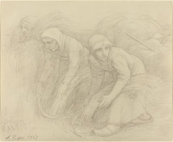 Framed Print : The Reapers, 1907. Creator: Alphonse Legros Framed Print : The Reapers, 1907. Creator: Alphonse Legros